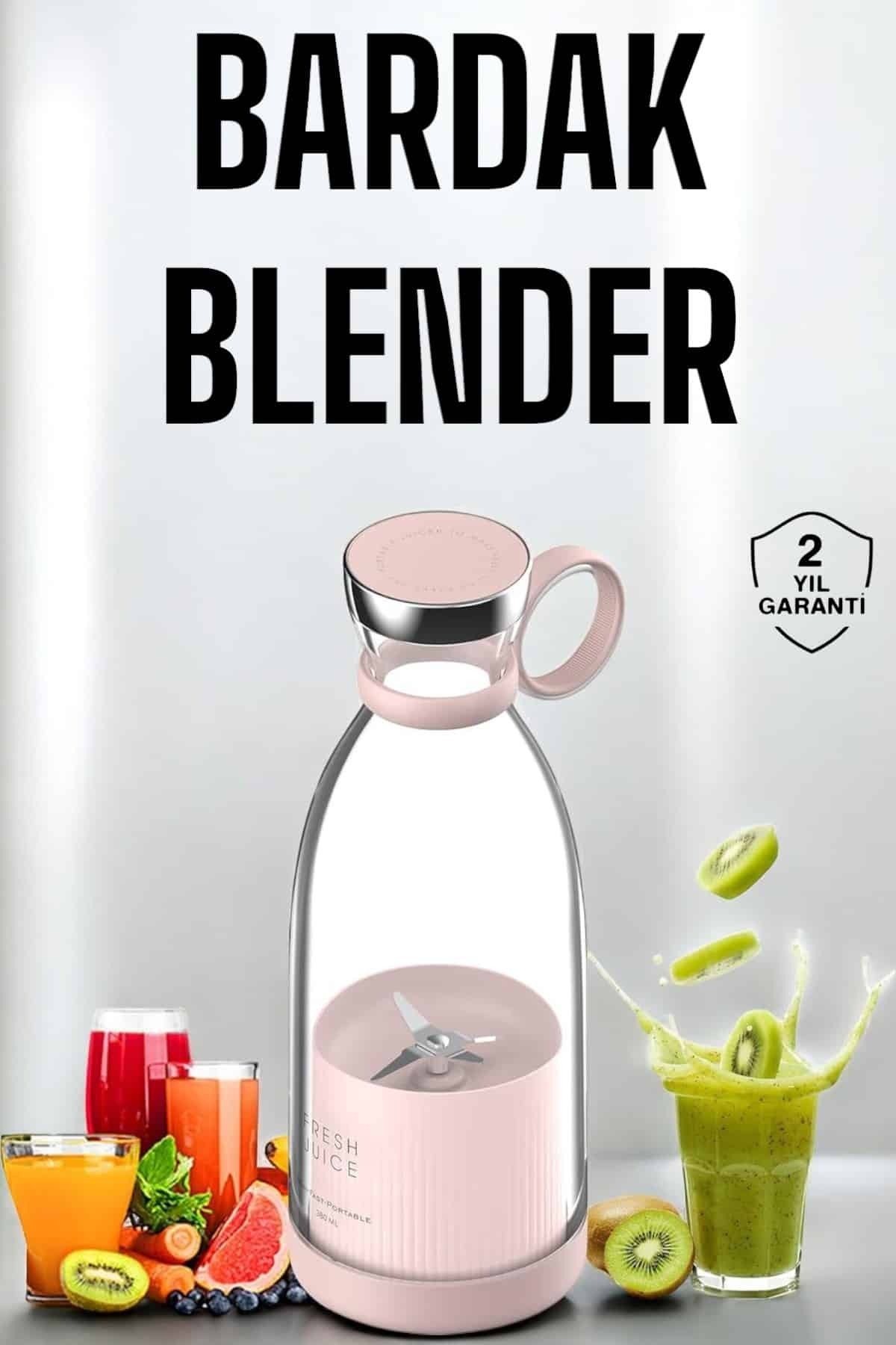 UCUZTEKNO Bardak Blender Smoothie Meyve Sıkacağı Şarjlı Cam Taşınabilir