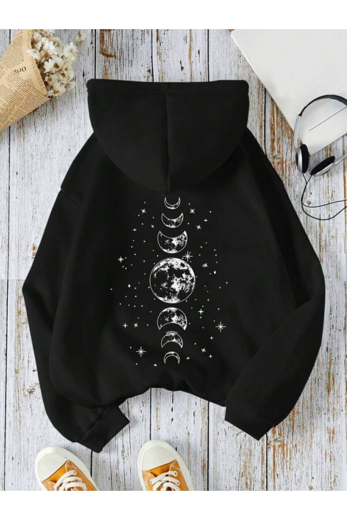 ibibik moda Unisex Printed Moon Phases Pattern Casual Comfortable Tops