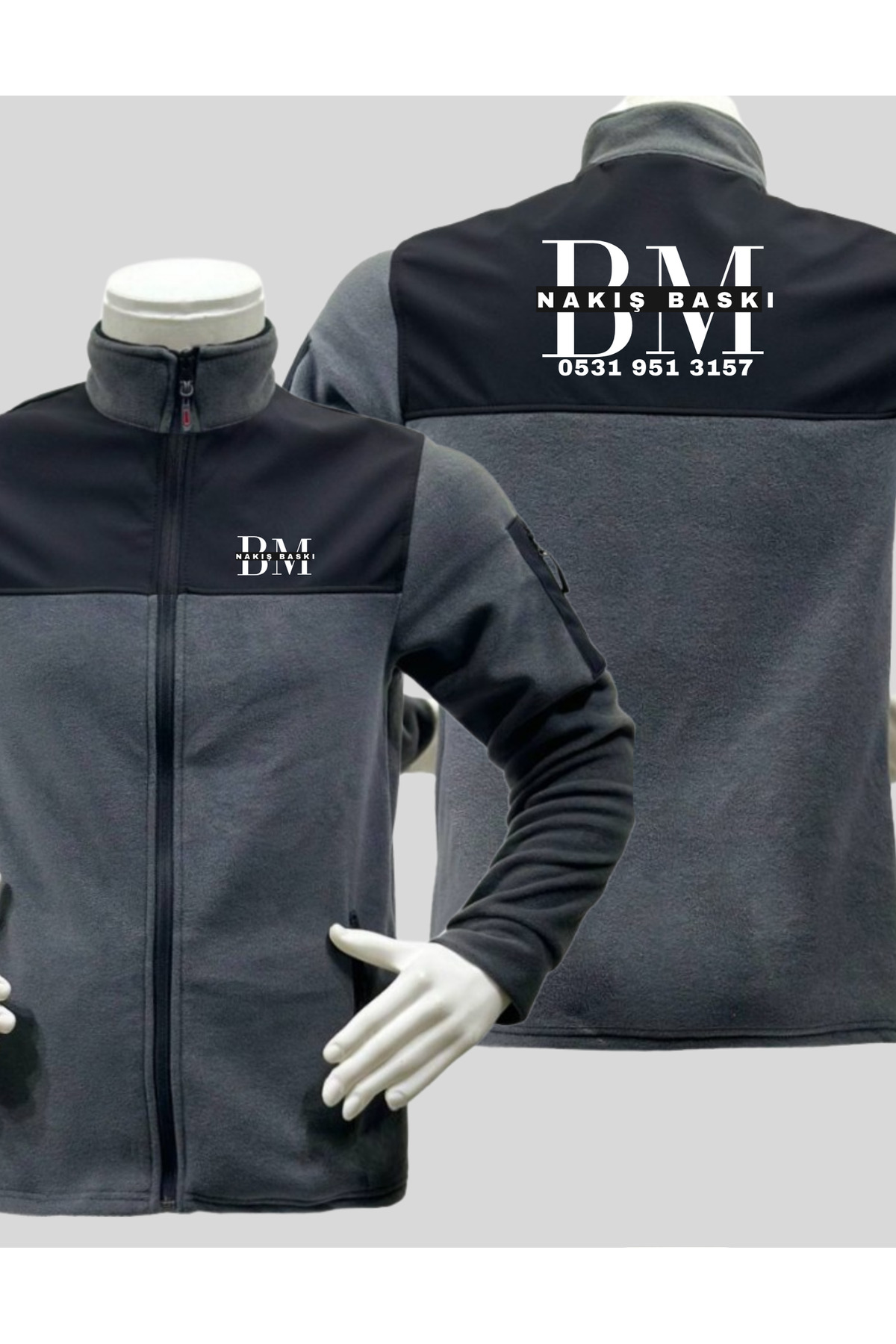 Kişiye Özel Firma Logolu Softshell Polar — خاکستری poalr