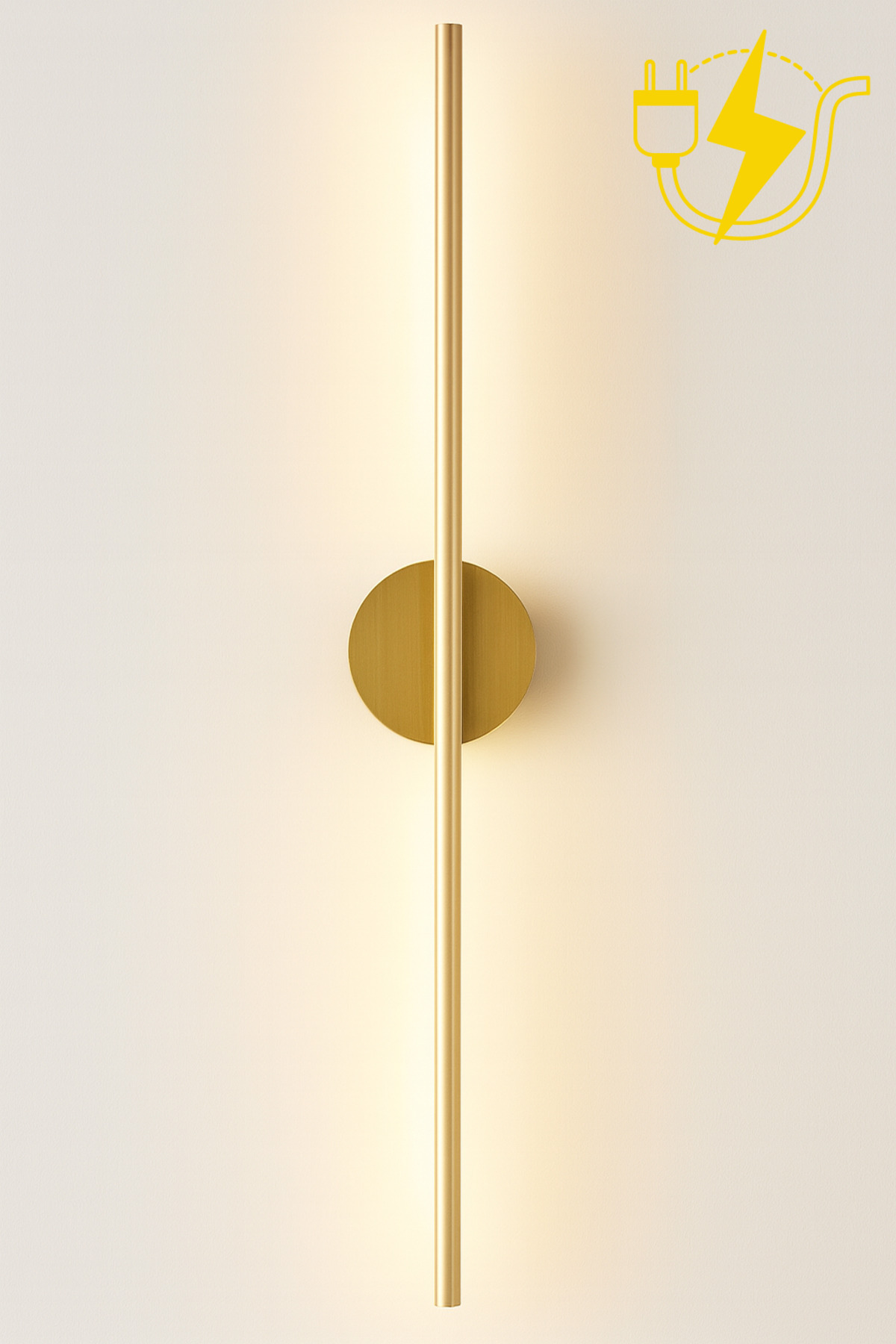 Sunbox Modern Kablosuz Tak Çalıştır Ledli Elektirikli Aç Kapa Butonlu Aplik 70 cm Gold Pil Dahildir LEDOVYA