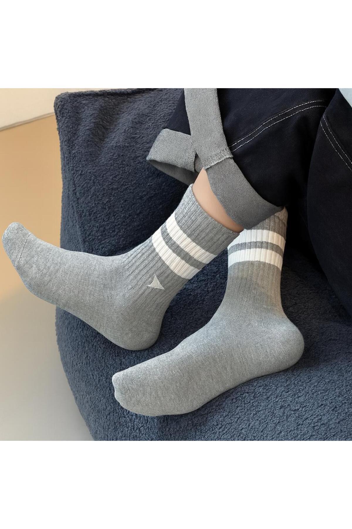 Sky Socks Економічний набір з 5 пар унісекс-шкарпеток для тенісу з сіро-бежевим візерунком