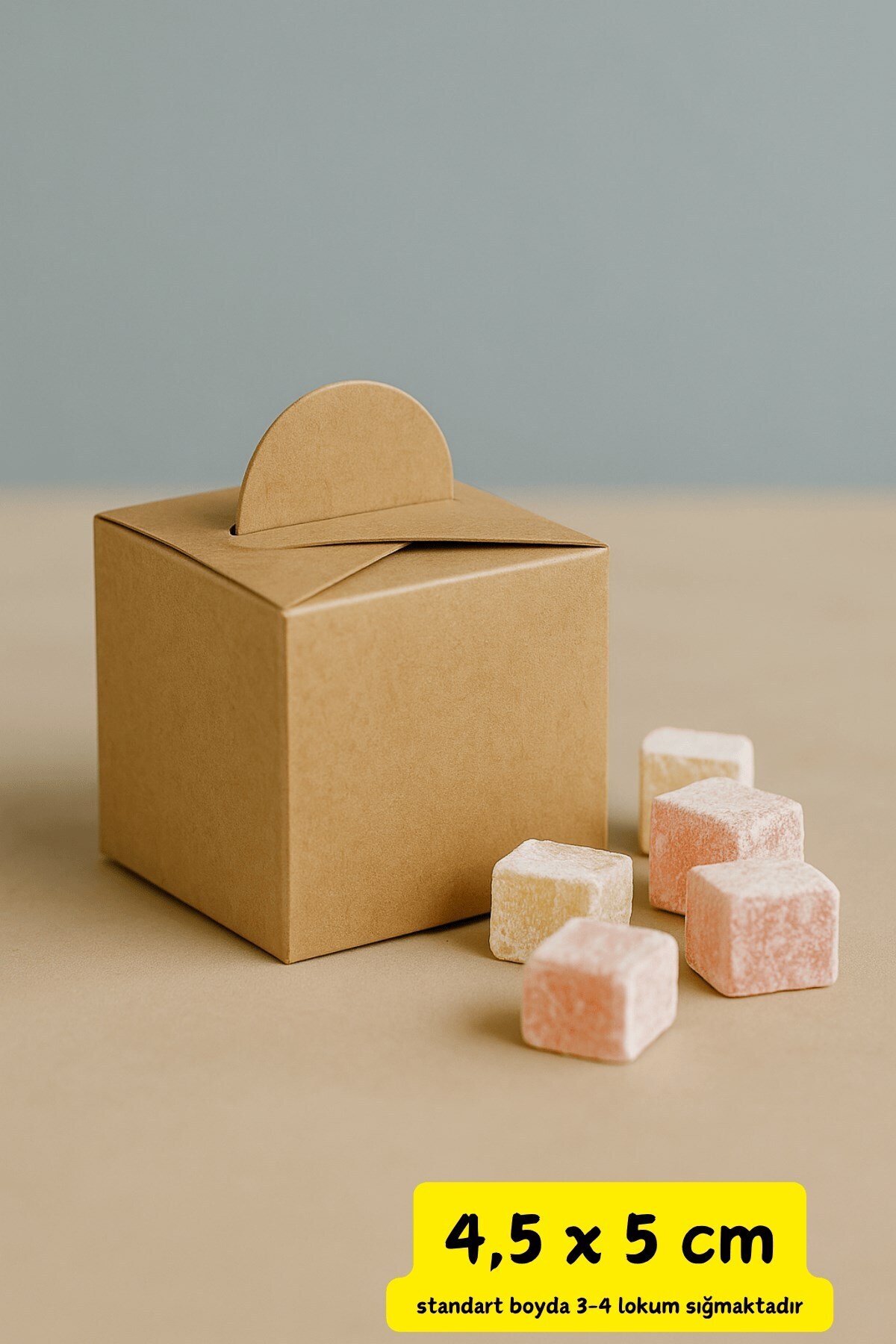 Emtory Home Kare Kutu | Kraft Lokum Kutusu - Şeker Kutusu - Mevlid Kutusu - Sünnet Hediyelik 10 Adet