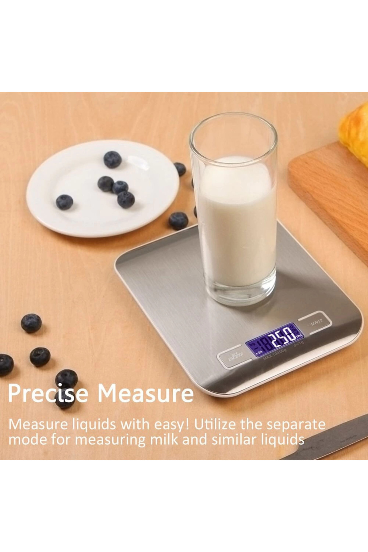 FarkAvm Lüx Dijital Mutfak Terazisi 5 Kg 1 Gr Hassas Paslanmaz Çelik + Pil