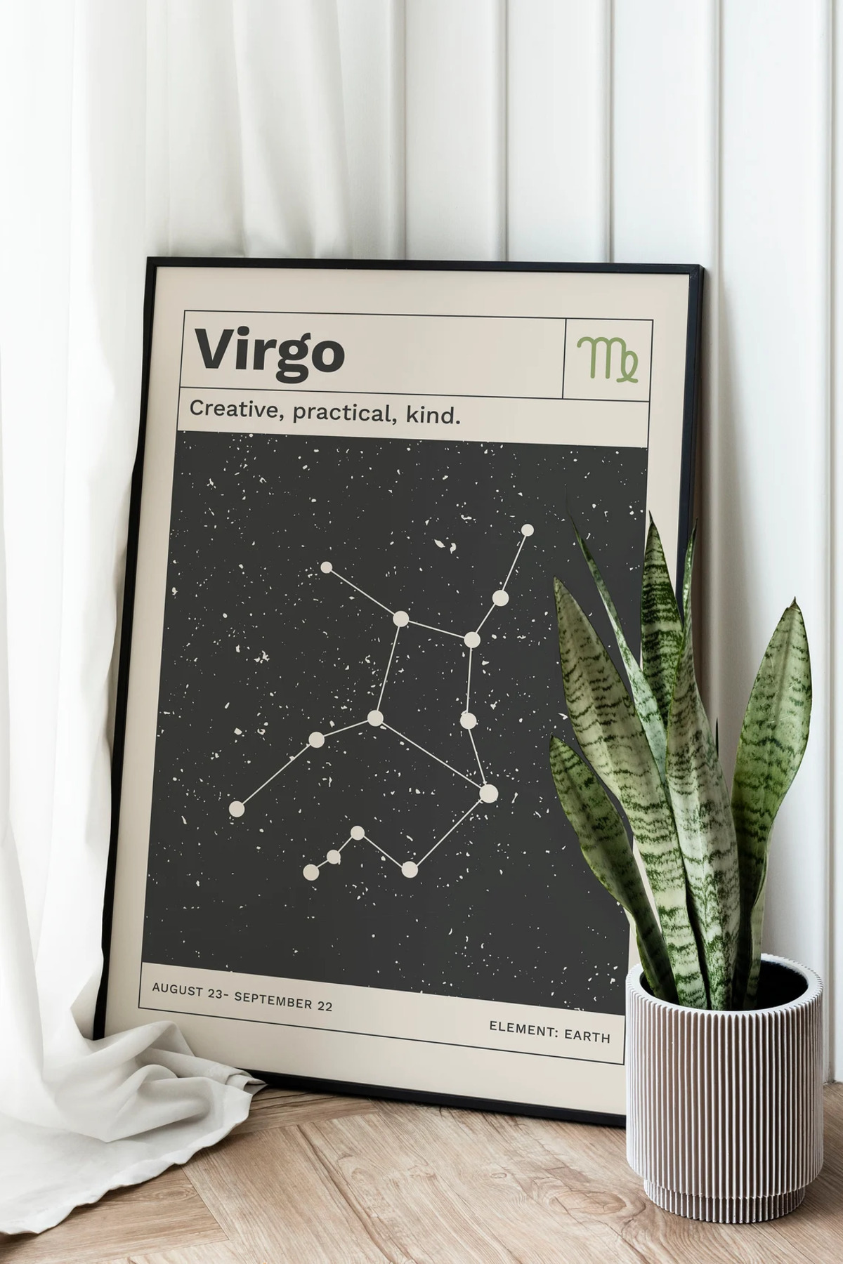 Framed Virgo Table - Sign Table - Astrology Table - Star Map Table - Hall Table