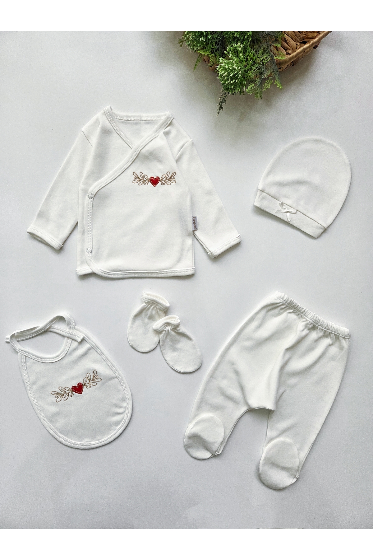 GizaKids %100 Pamuk Kız Bebek Yenidoğan 5 Parça Hastane Çıkışı Set / Zıbın Set fotoğrafı 2 (önizleme)