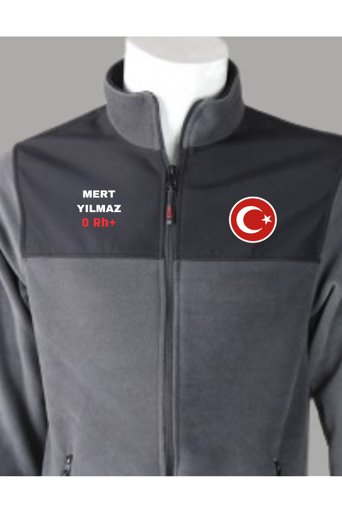 کاپشن پشمی نرم و طرح‌دار شخصی‌سازی‌شده (نام - گروه خونی) - خاکستری TYCEB58205DD91E4ABE6C5800 — تصویر 2 از 3