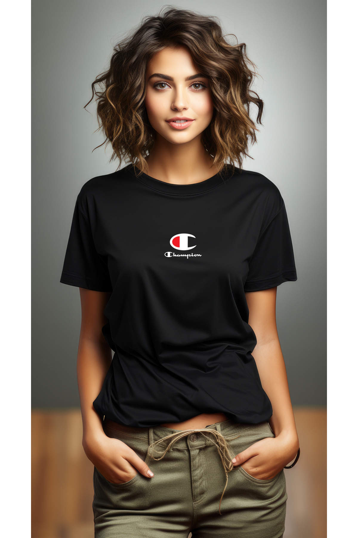 Free Tarz Чемпіонський принт Новий дизайн Чорна футболка