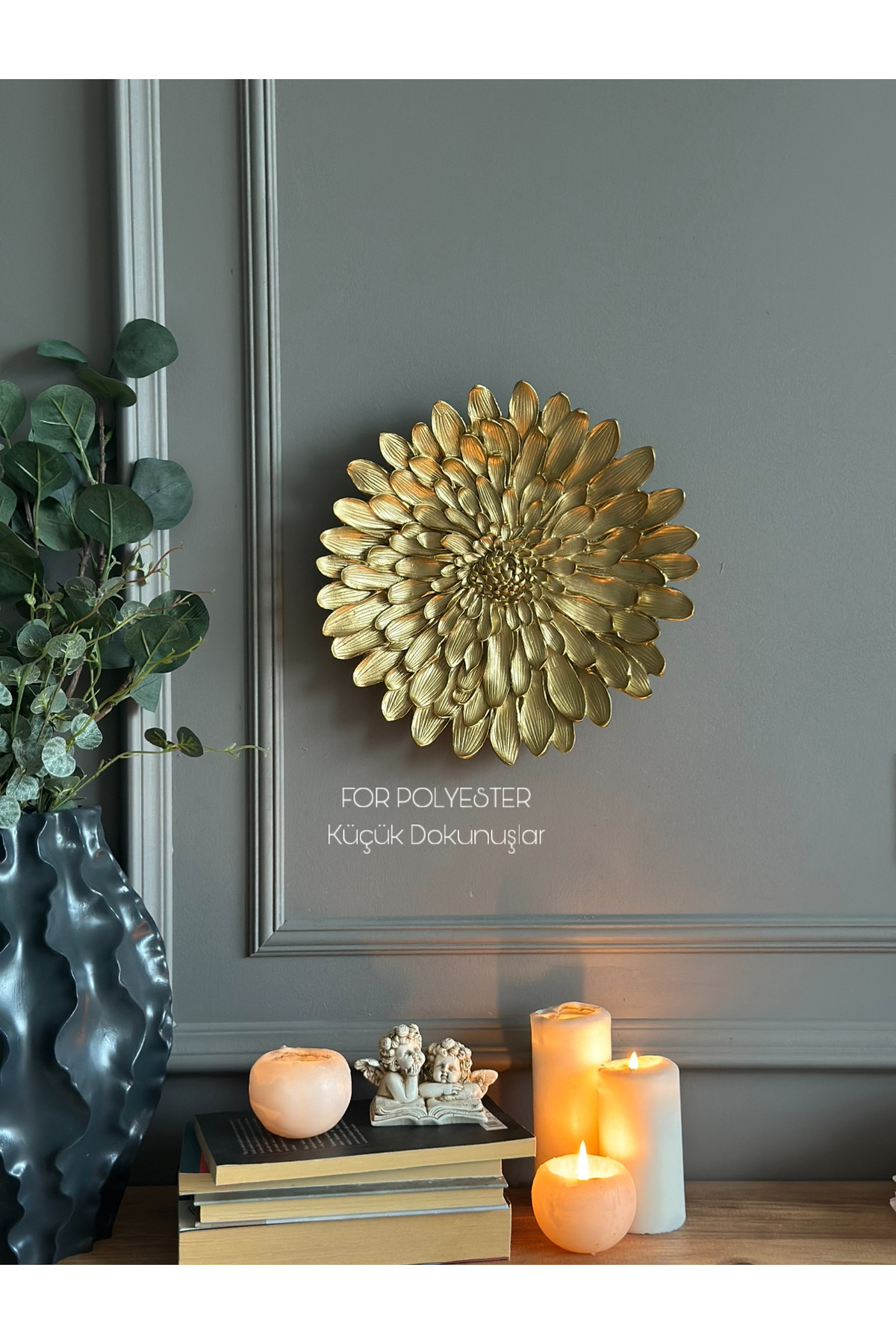Decorative Gold Star Flower Trinket Table-Table Top Accessory/Wall Combination/Home-Office Decoration