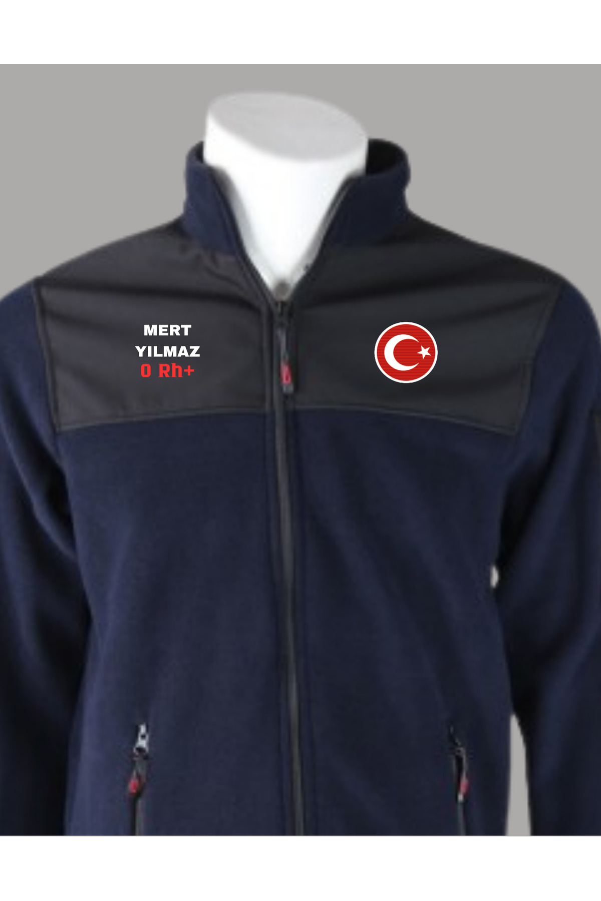 Kişiye Özel Bayraklı Softshell Polar (İsim – Kan Grubu) — سرمه‌ای TYCEB58205DD91E4ABE6C5800 — تصویر 2 از 3