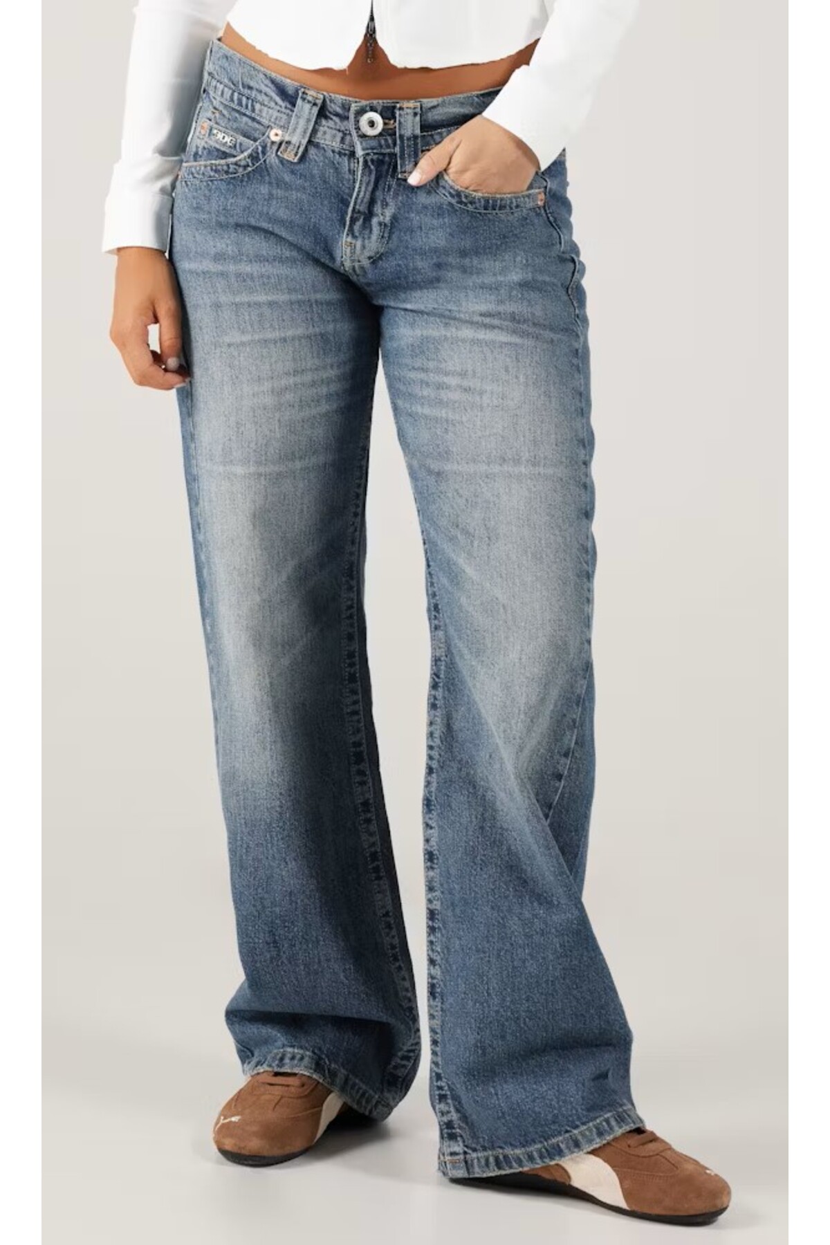 september island Nadine Klasik Kot Mavisi Renk Düşük Bel Jeans Pantolon görsel 2