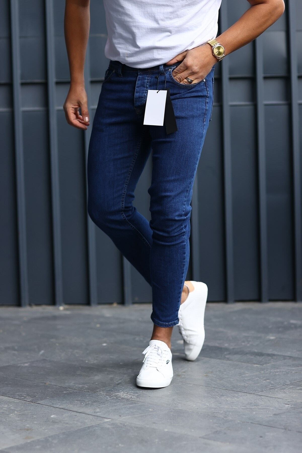 Erkek Slimfit Lacivert Kot Pantolon Class — آبی CLASS09 — تصویر 3 از 5