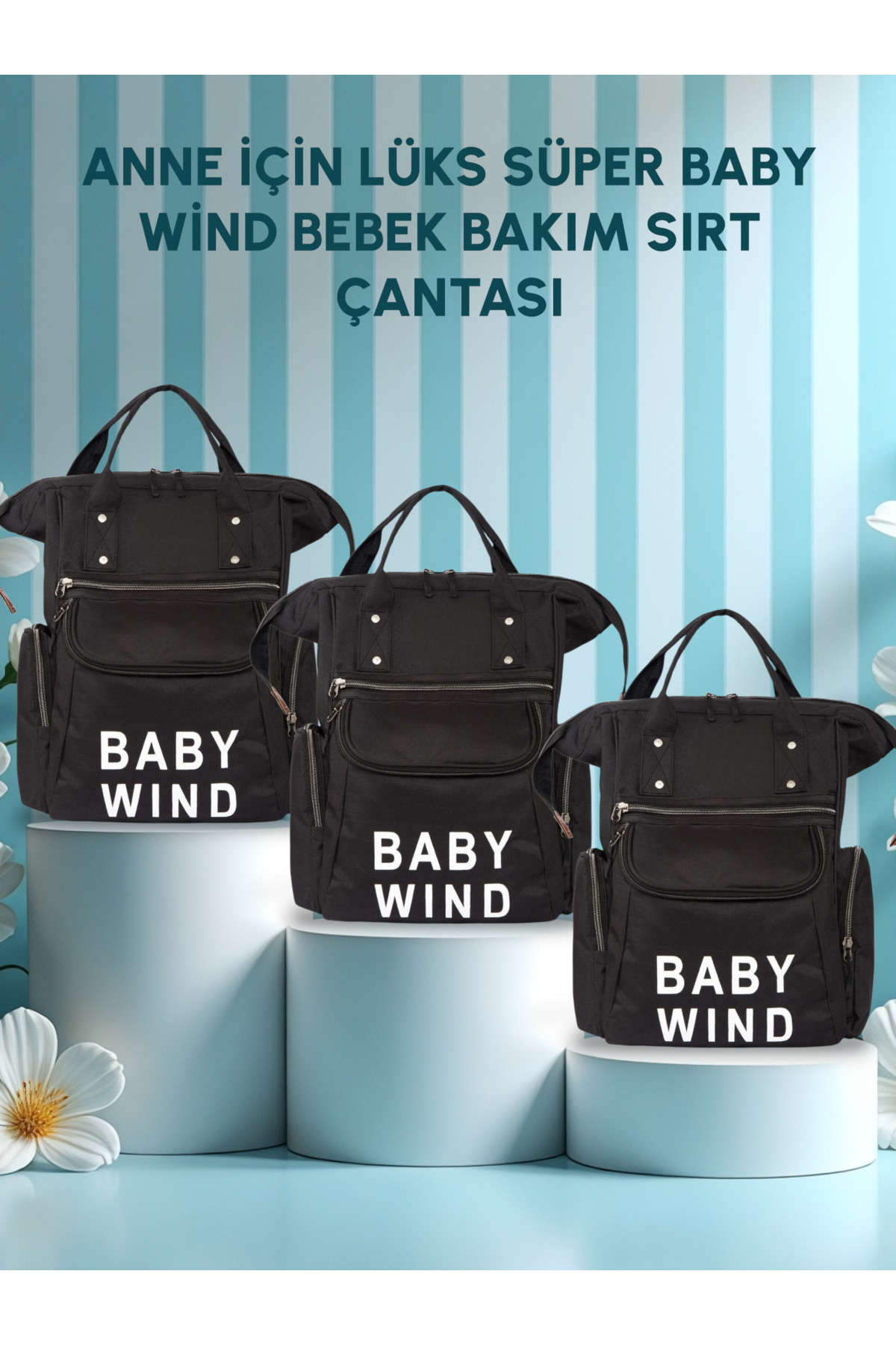 Avşar Baby Süper Kaliteli Geniş Hacimli Çok Bölmeli Termal Cepli Askı Apartlı Anne Bebek Bakım Çantası