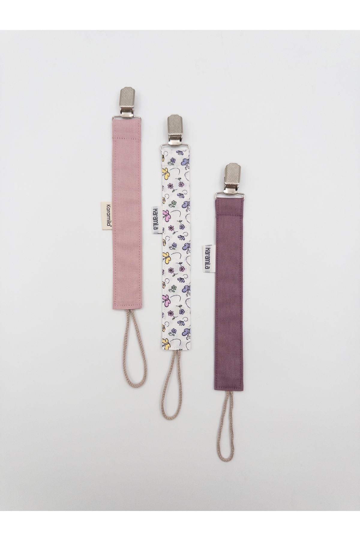 KARAMİLA 3'lü Set Kız Bebek Emzik Askısı - Emzik Zinciri fotoğrafı 2 (önizleme)