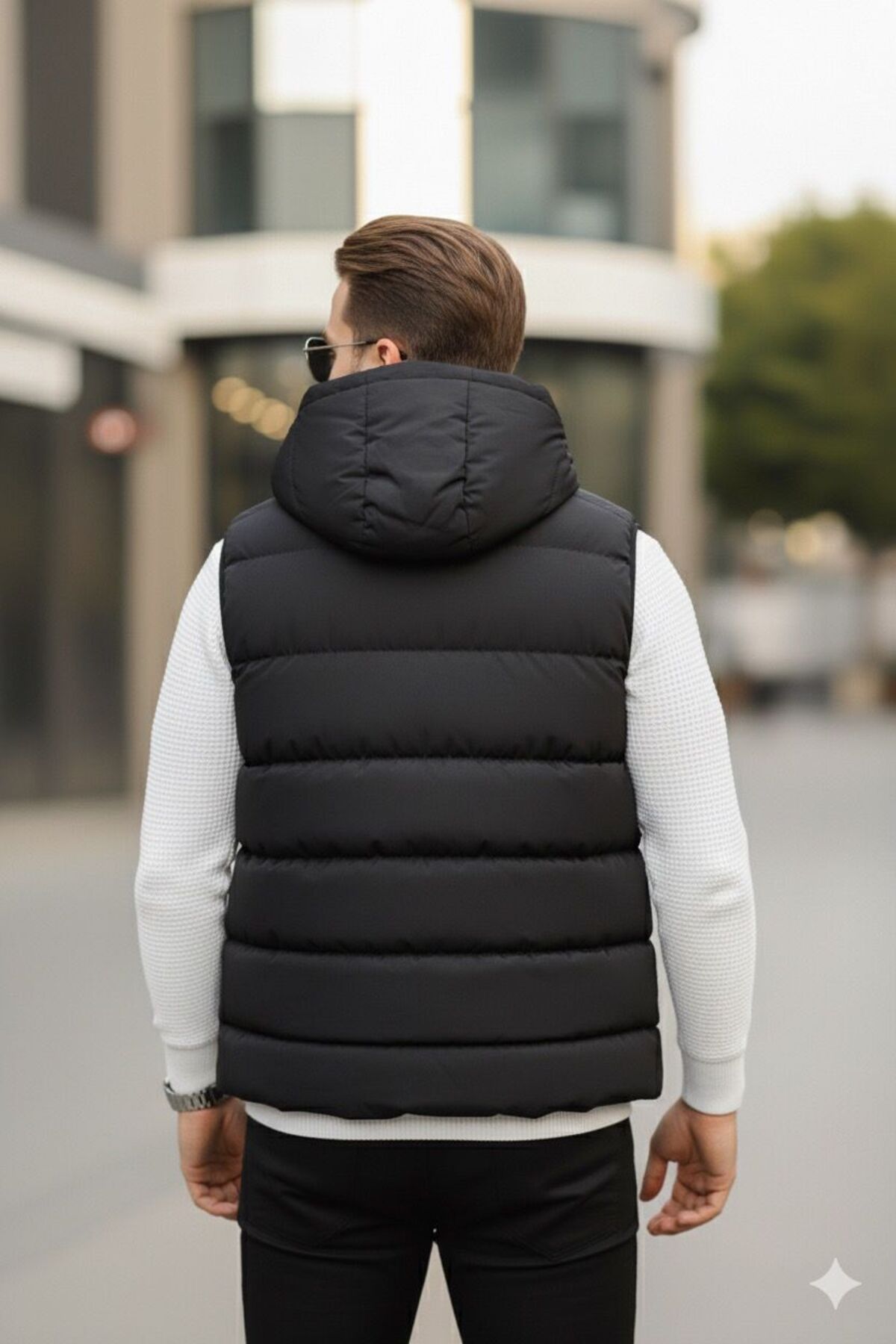 Last fashion Su Geçirmez Kapüşonlu Rahat Kalıp Şişme Yelek görsel 4