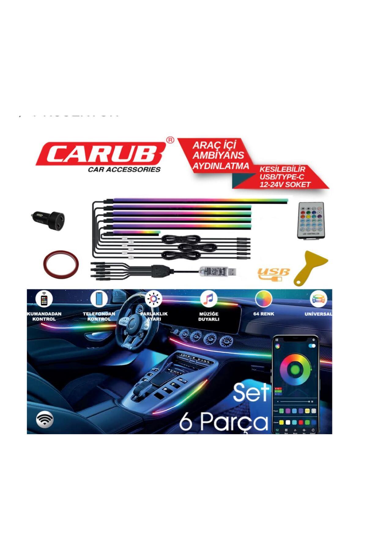 Carub Araç İçi Ambiyans Wifi Kontrol Usb 6 Parça