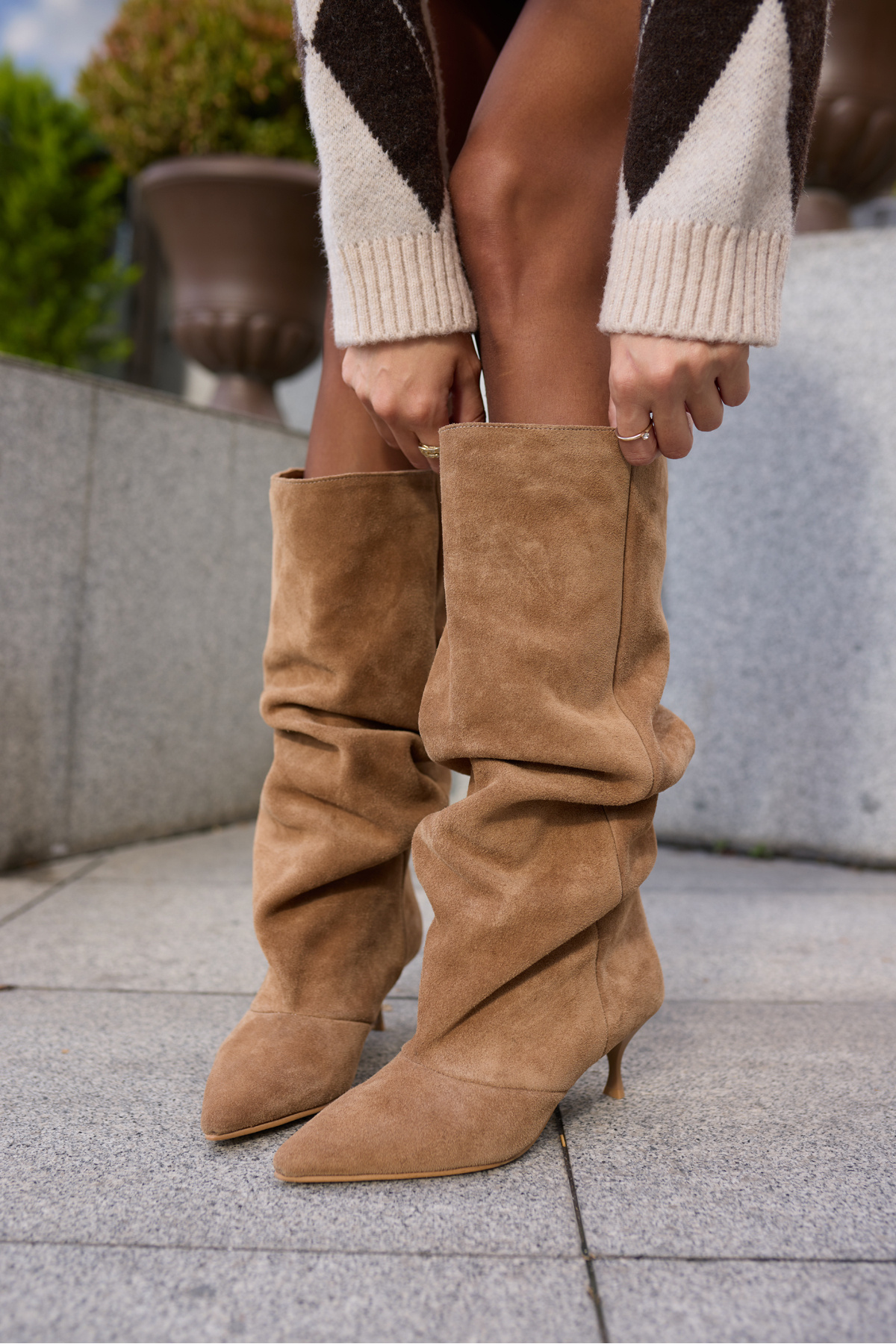 ANGELİNA JONES  POLENZA KADIN TABA TUTUN GERCEK DERI SUET XL CIZME - Görsel 8