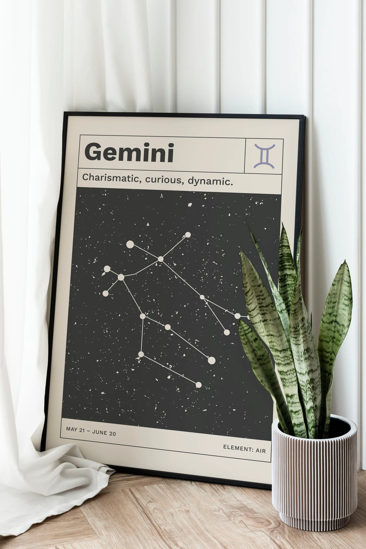 Framed Gemini Sign Table - Sign Table - Astrology Table - Star Map Table - Hall Table