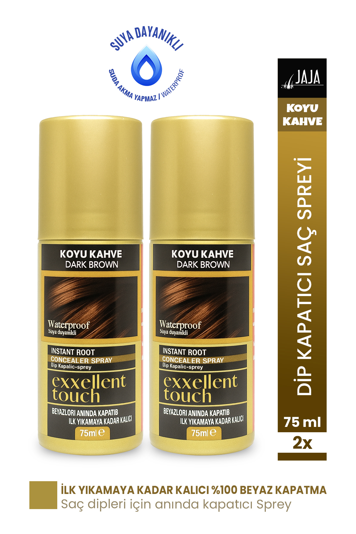 Jaja Exxellent Touch Dip Kapatıcı Saç Spreyi Koyu Kahve 2’li Set (75 ml x 2) — koyukahve2li