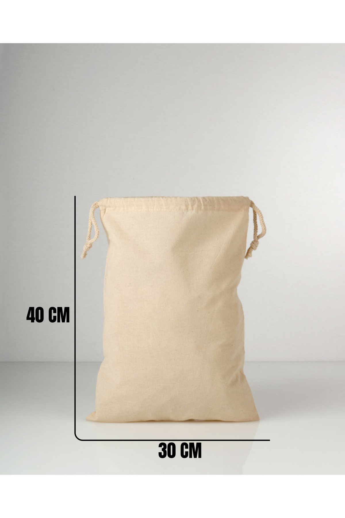 İp Büzgülü Çanta 30 X 40 Cm Ham Bez Kese