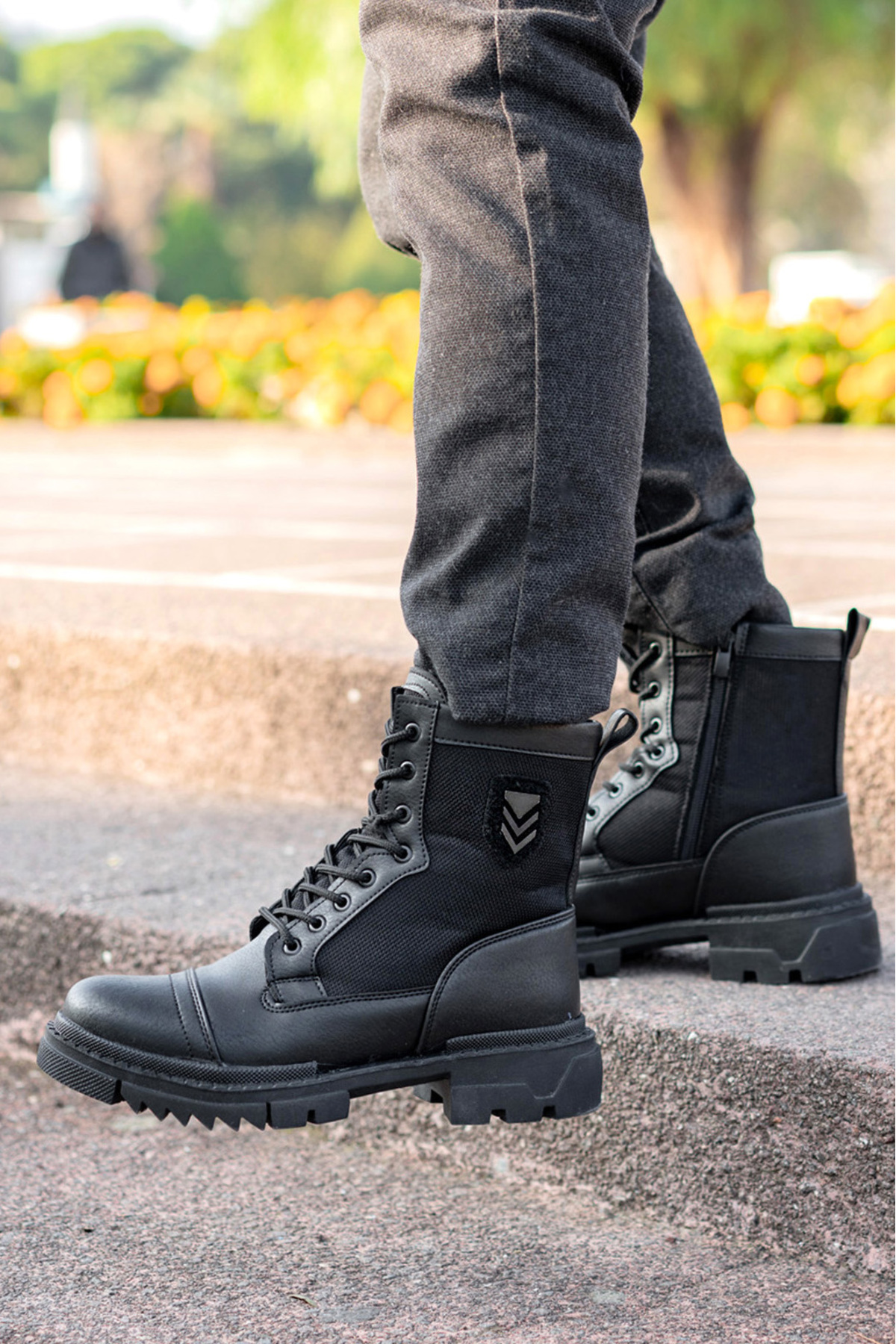 Freemax  Unisex non-slip Garantili Kürklü Kauçuk Taban Kışlık Fermuarlı Bot iarnă Siyah Cilt - Görsel 5