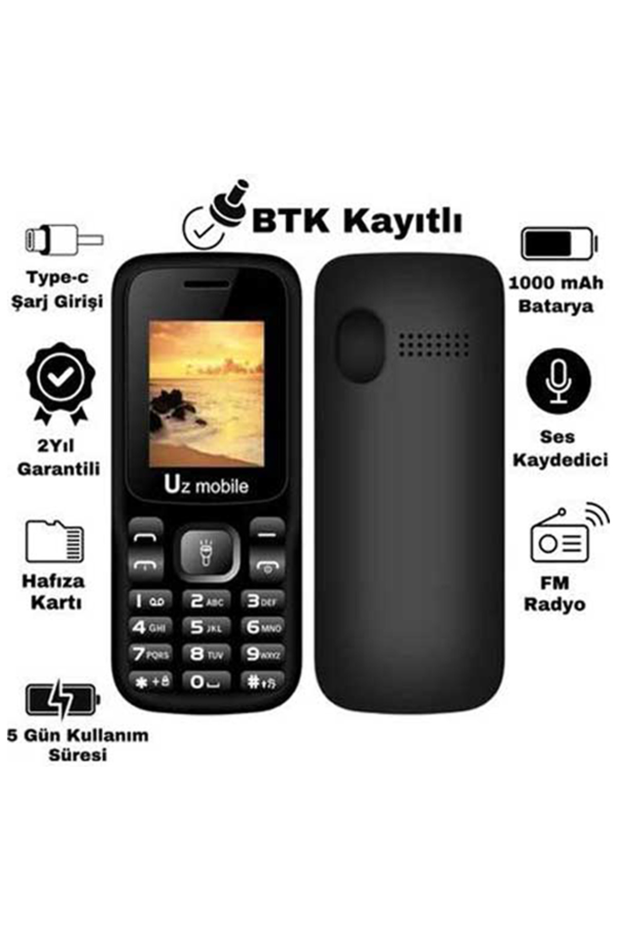 UZ Mobile - Tuşlu Cep Telefonu - Asker Telefonu (TÜRKİYE GARANTİLİ)