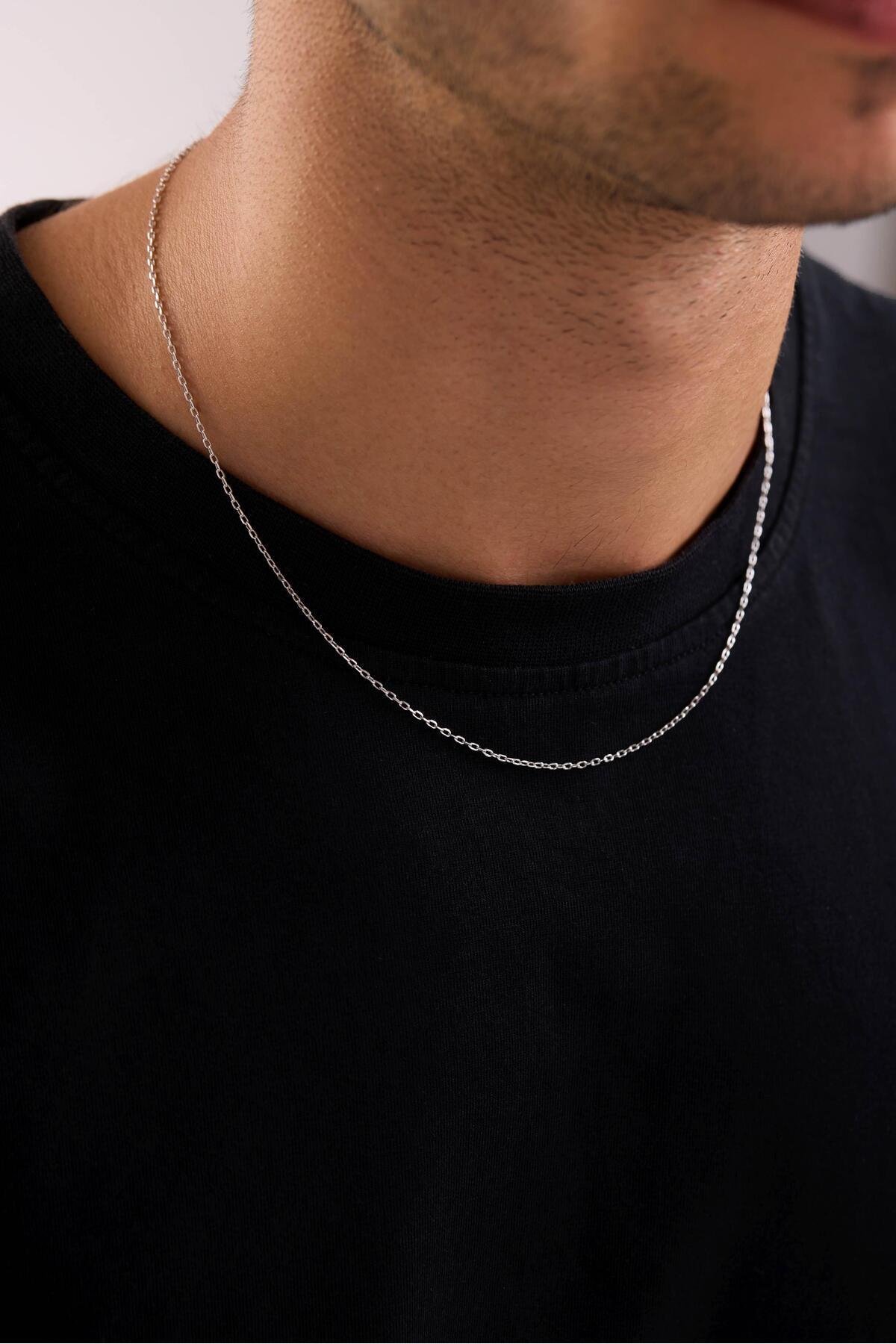 Tufanlar Kuyumculuk 14 Ayar Forse Beyaz Zincir Erkek Altın Kolye