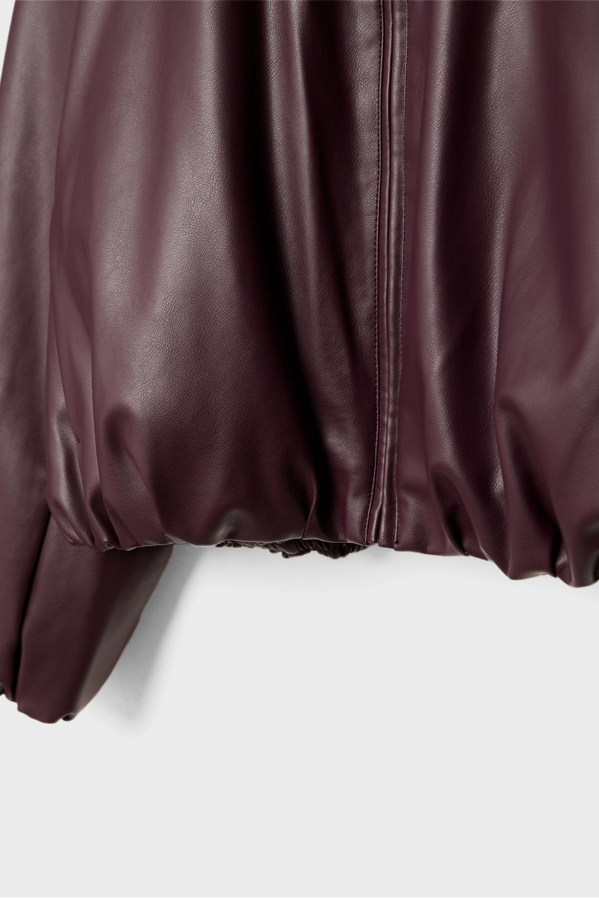 Stradivarius  Suni deri şişme bomber ceket - Görsel 6