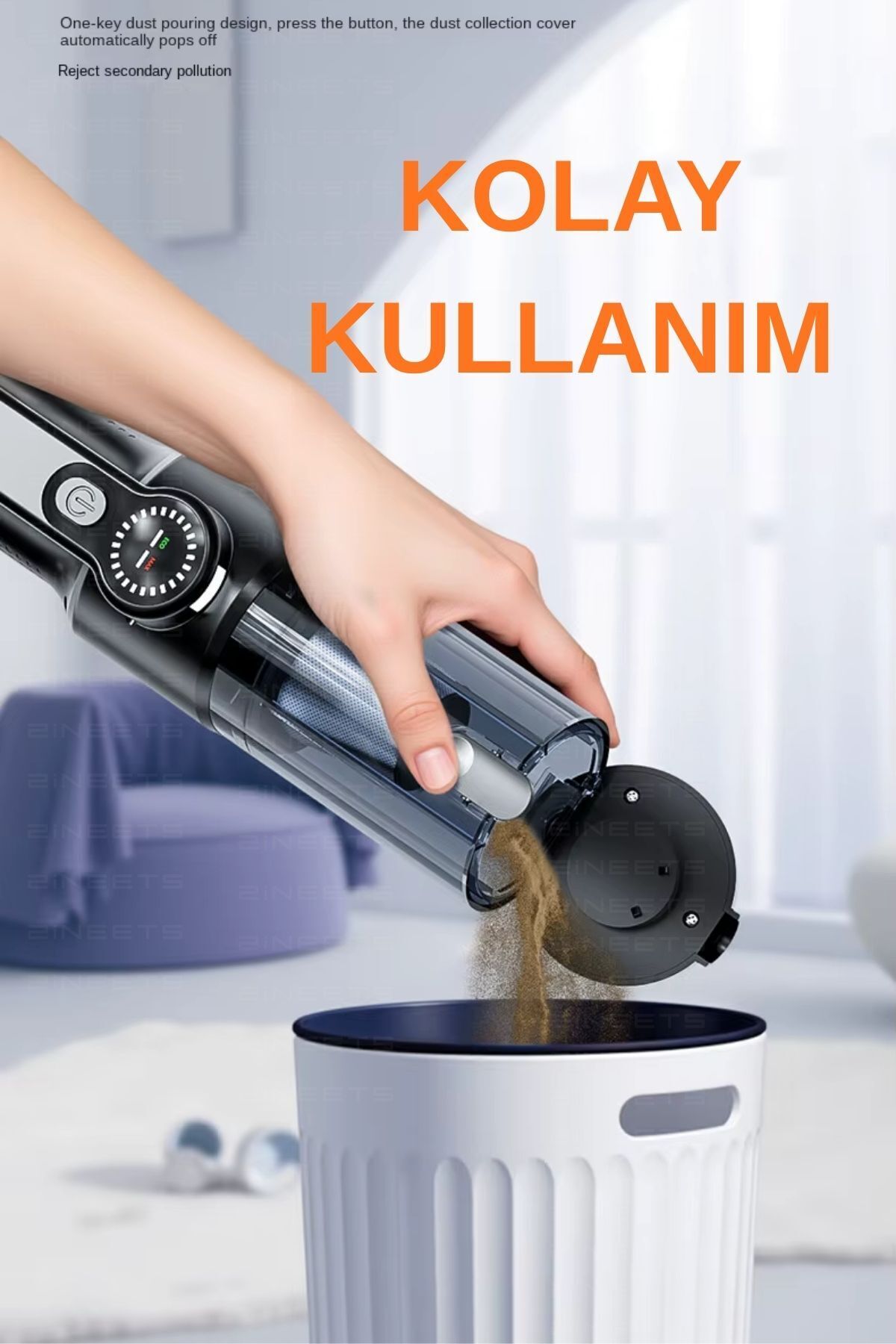 Zineets Büyük Boy 22.000Pa Süper Güçlü Dikey Işıklı Kablosuz