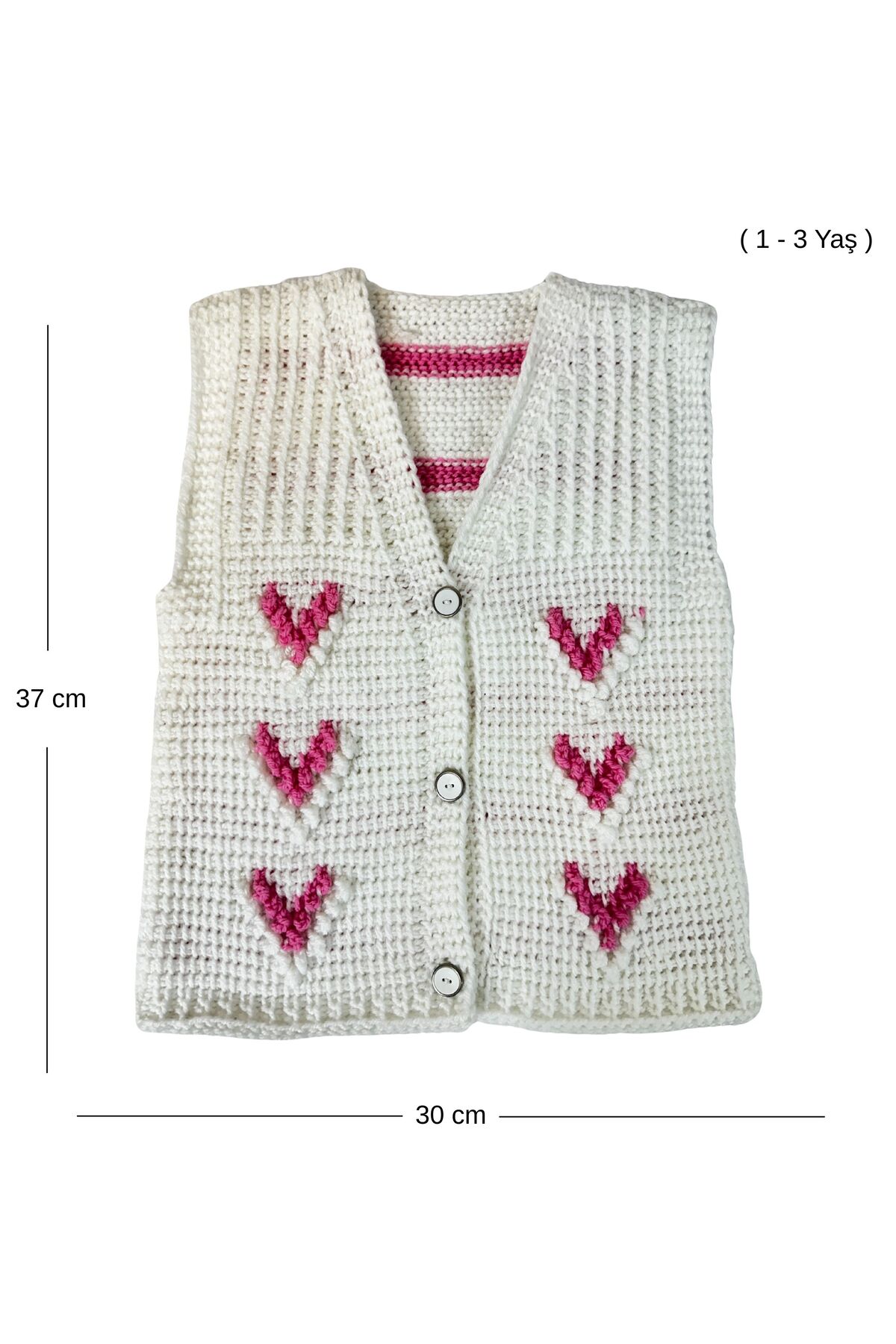 Uretti - Çiğdem 1390 7471 El Örgüsü Kalp Desenli Örgü Yelek - 1 - 3 Yaş fotoğrafı 2 (önizleme)