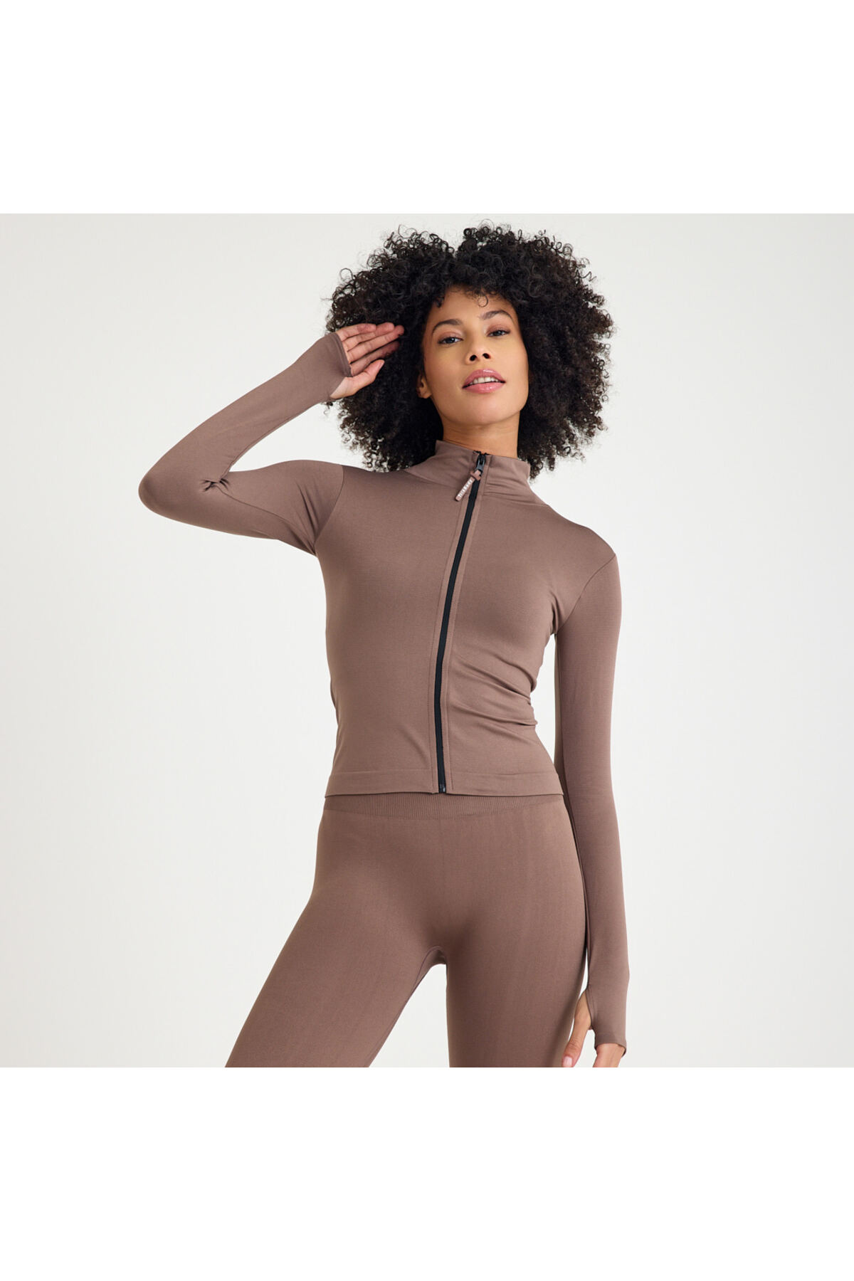 Tria Body Seamless, fermuarlı , parmak geçmeli spor ceket üst görsel 5