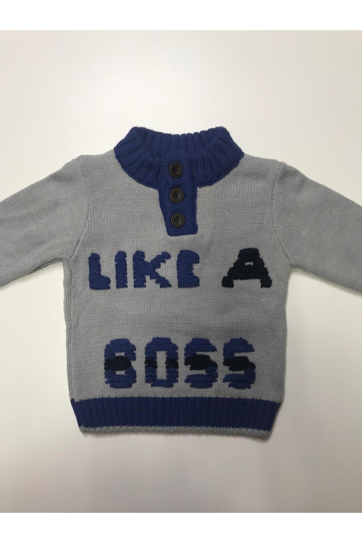 Baby Slon Kids Clup Kışlık Triko Hakim Yakalı Düğmeli Erkek Çocuk Sweatshirt Kazak fotoğrafı 2 (önizleme)