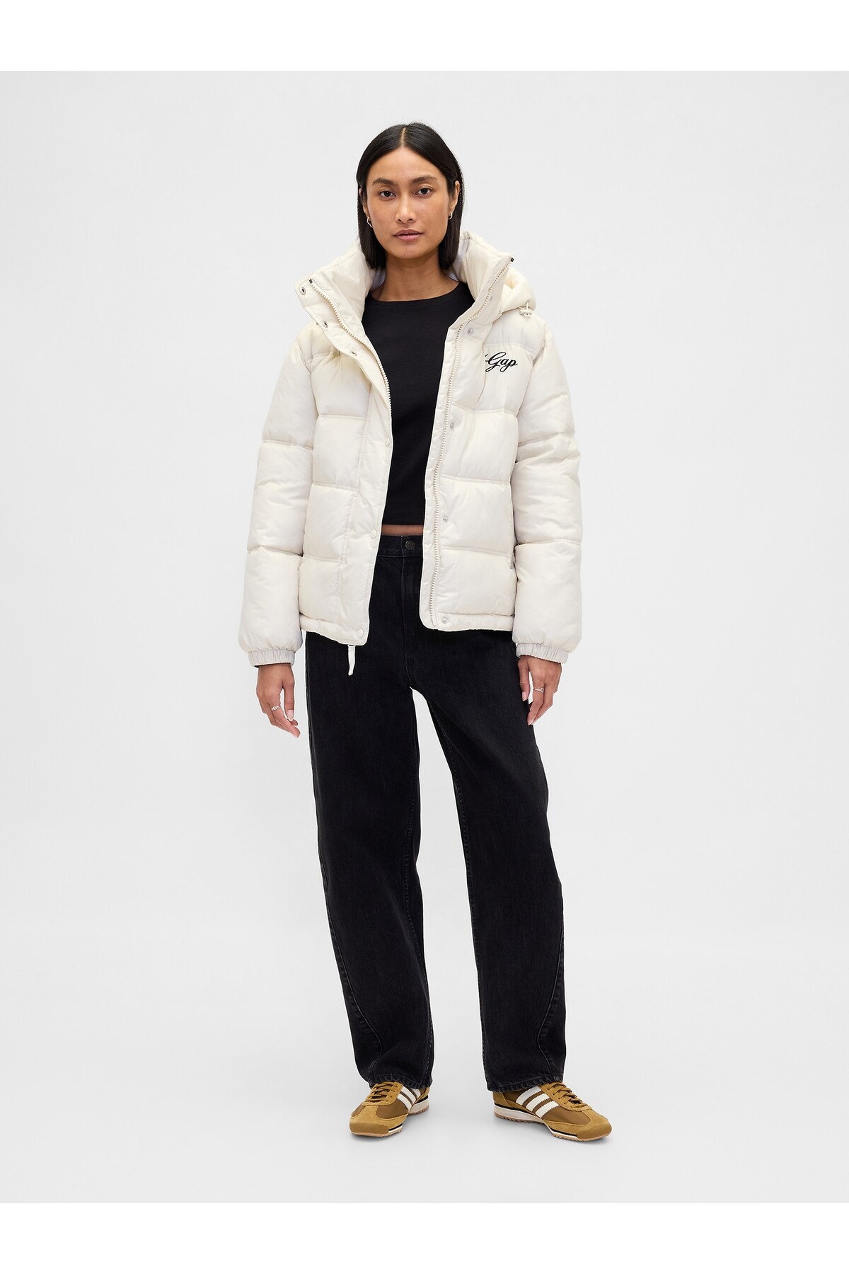 GAP  Kadın Beyaz Logo Şişme Ceket - Görsel 5