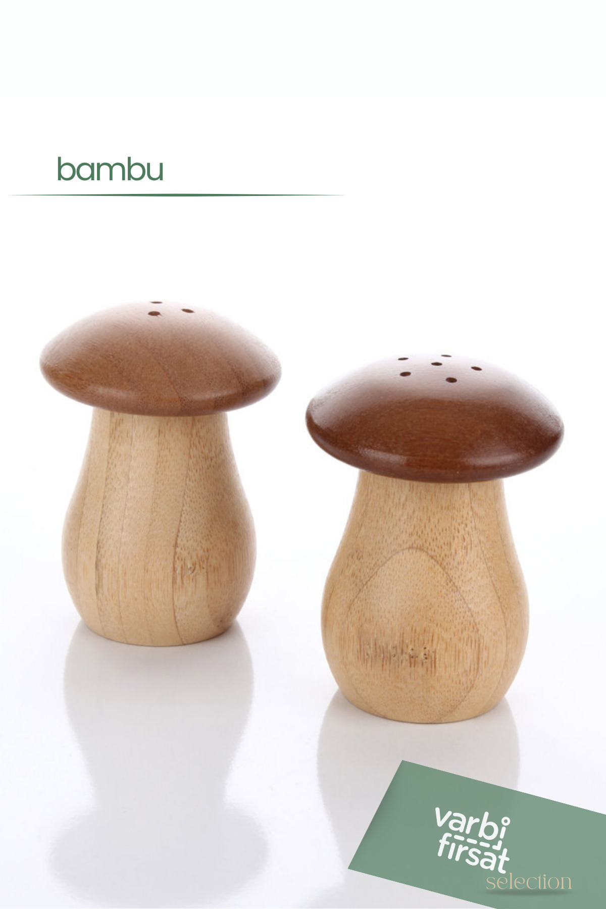 Varbifırsat 2’li Bambu Mantar Tuzluk & Biberlik Seti