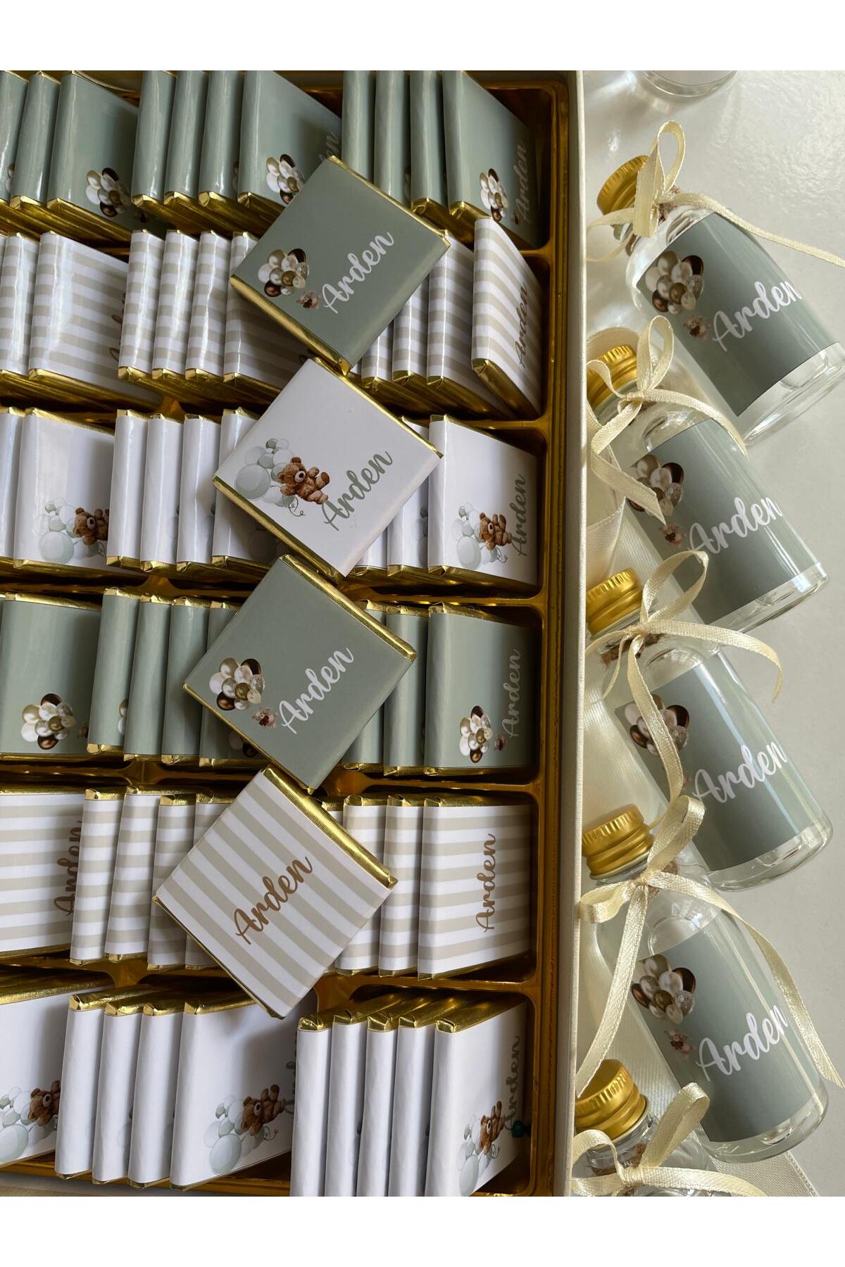 Minemiss Tasarım Kutulu Isme Özel Tasarımlı 60 Adet Kız Bebek Çikolatası Ve 25 Adet Kolonya Dogum-hediyelik-cinsiyet fotoğrafı 4 (önizleme)