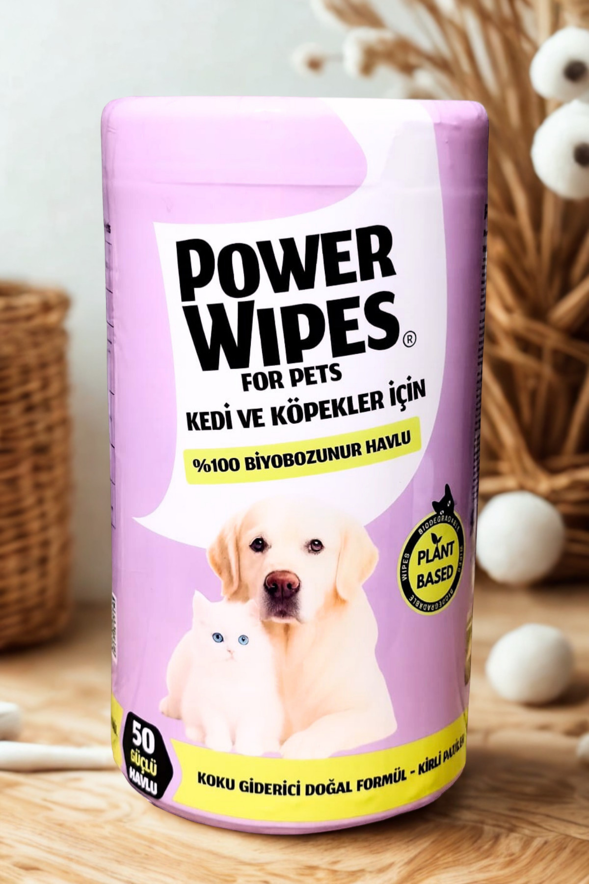 Power Wipes Bitkisel & Doğada Çözünen Pet Temizlik Havlusu – 50 Adet