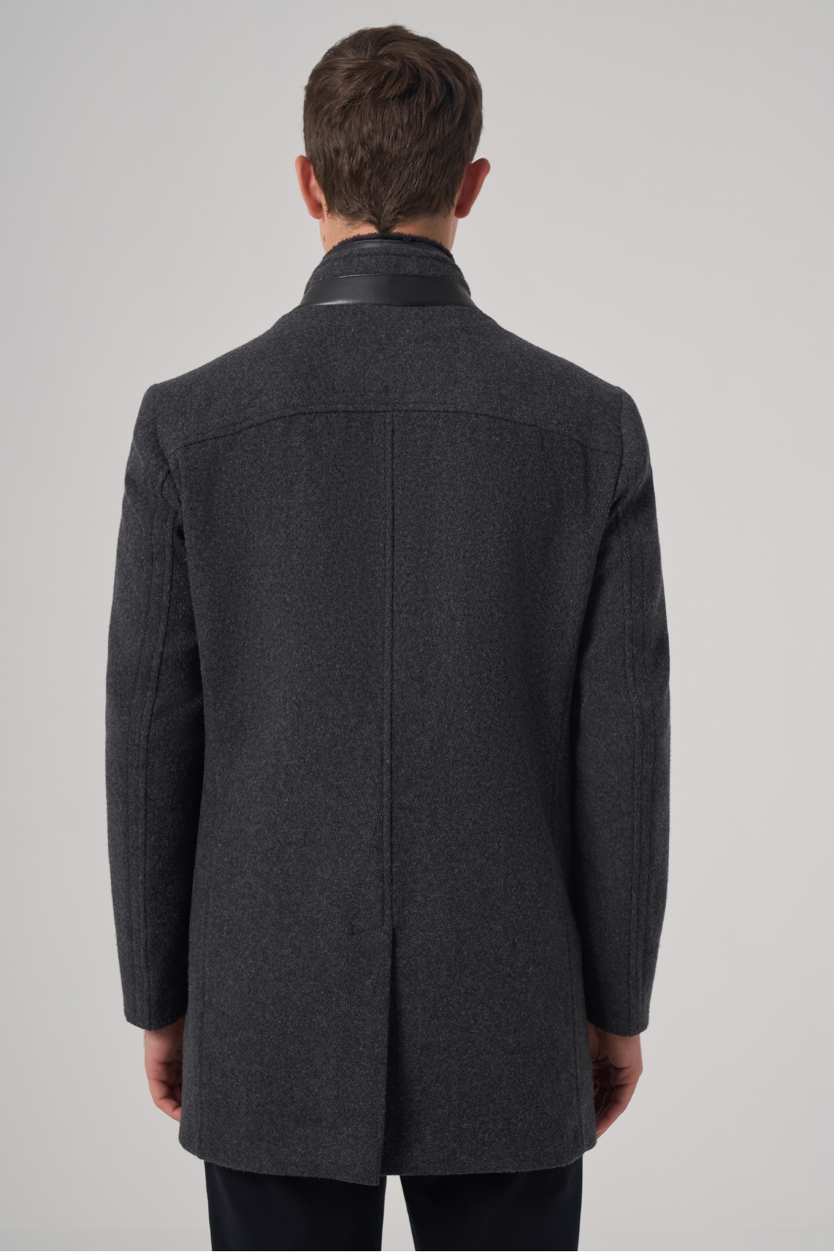 Morven  Erkek Antrasit Yünlü Dynamic Fit Kambet Çıkma Mostra Kaban - Görsel 5