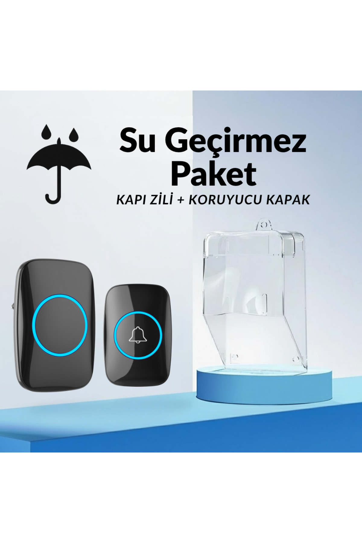 Wireless Doorbell - Waterproof Protective Cover Remote Control Doorbell - 1 Button 1 Bell