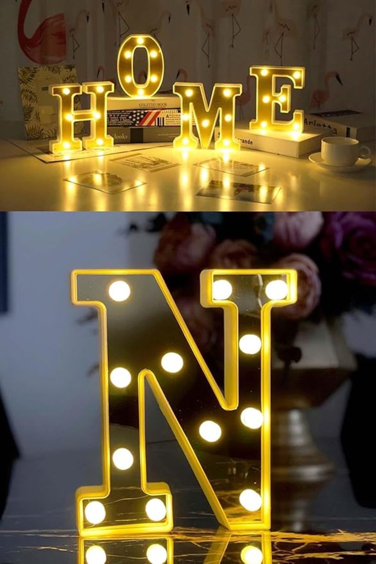 SoyluhanStore Gitti Dekoratif Led Işıklı 3D N Harfi Büyük Boy Organizasyon Doğum Günü Kutlama (N)