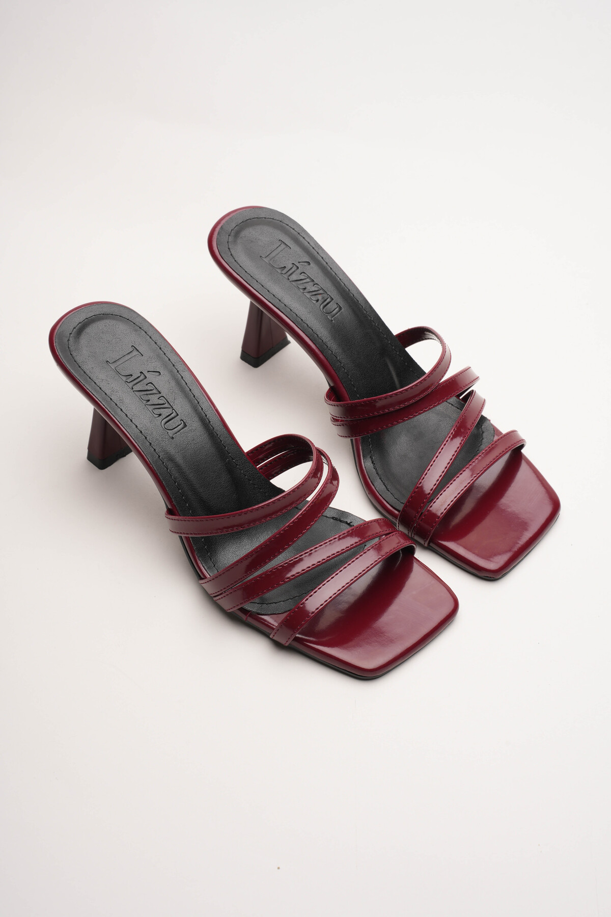 Women's Butt Legged Design Heeled Slippers Prana Burgundy Pattern