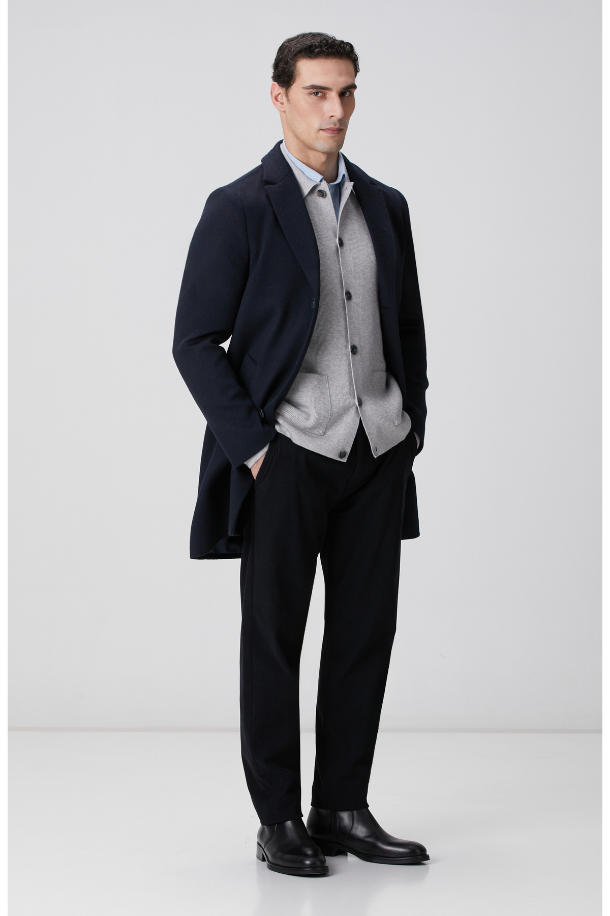 Network  Lacivert Yün Mix Palto - Görsel 2