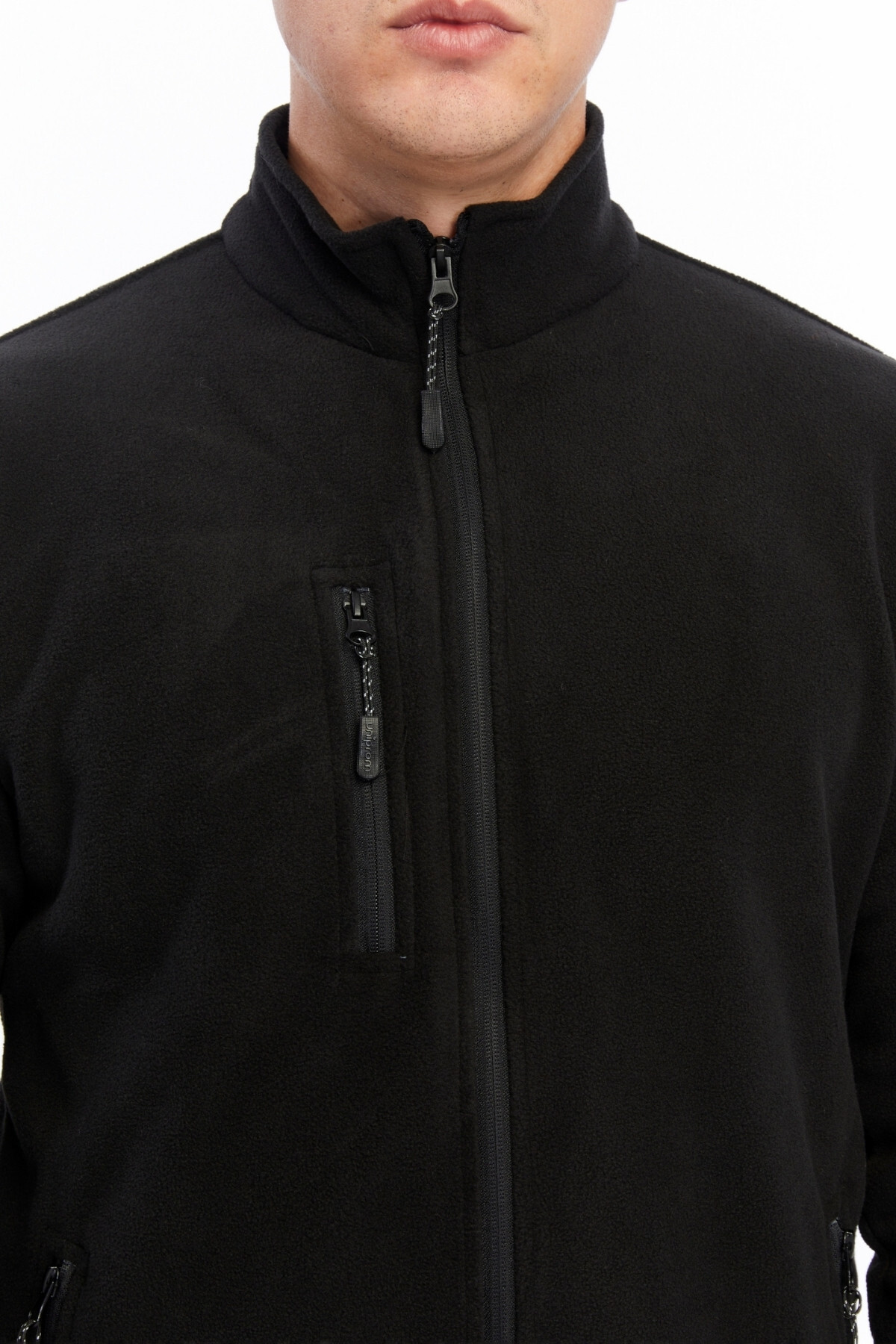 Uniprom  Erkek Polar Ceket Tam Fermuarlı 3 Cepli Siyah Etek Reçme - Görsel 8