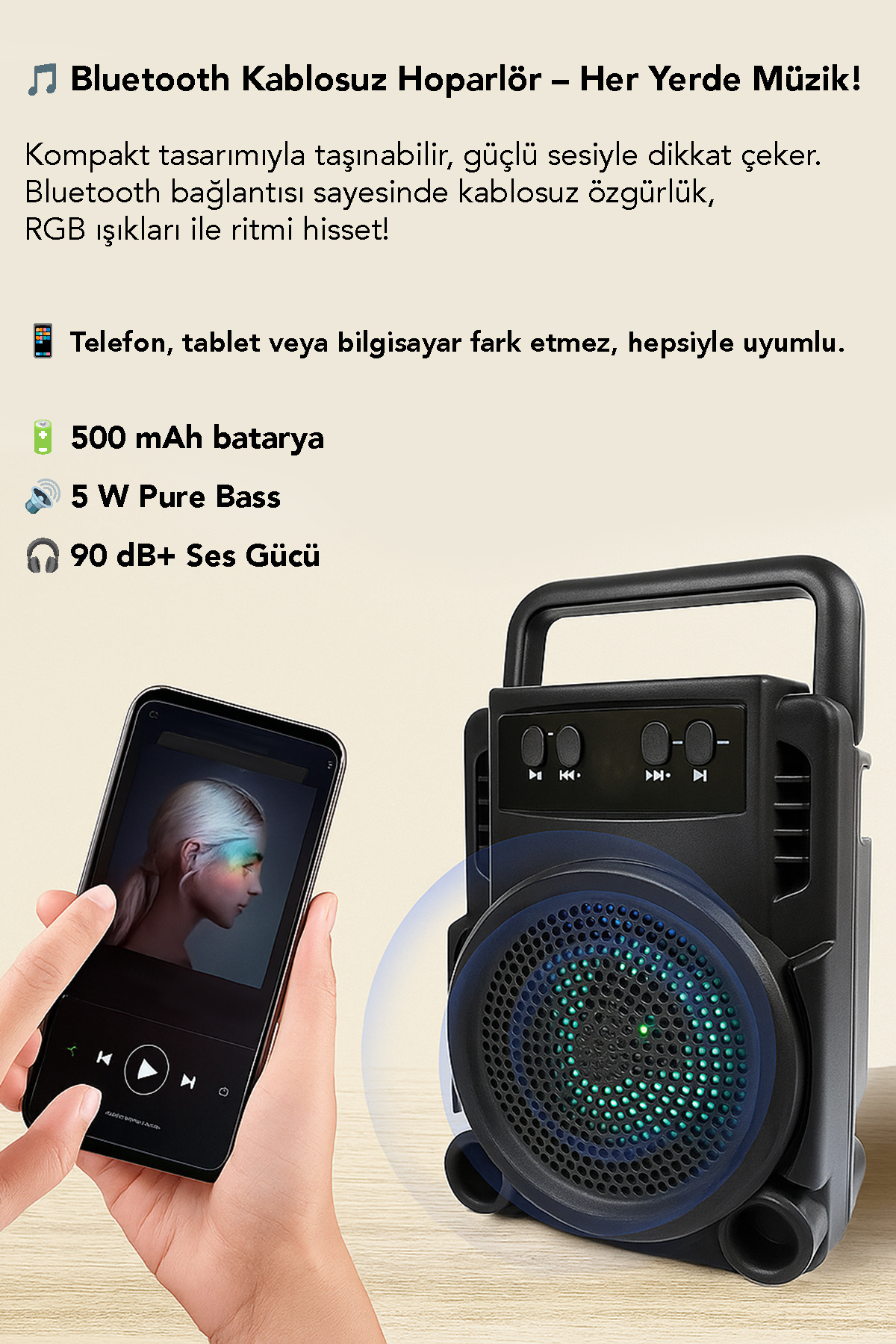 1057 Işıklı Bluetooth Hoparlör Ses Bombası Yüksek Ses Fm Yeni 2024