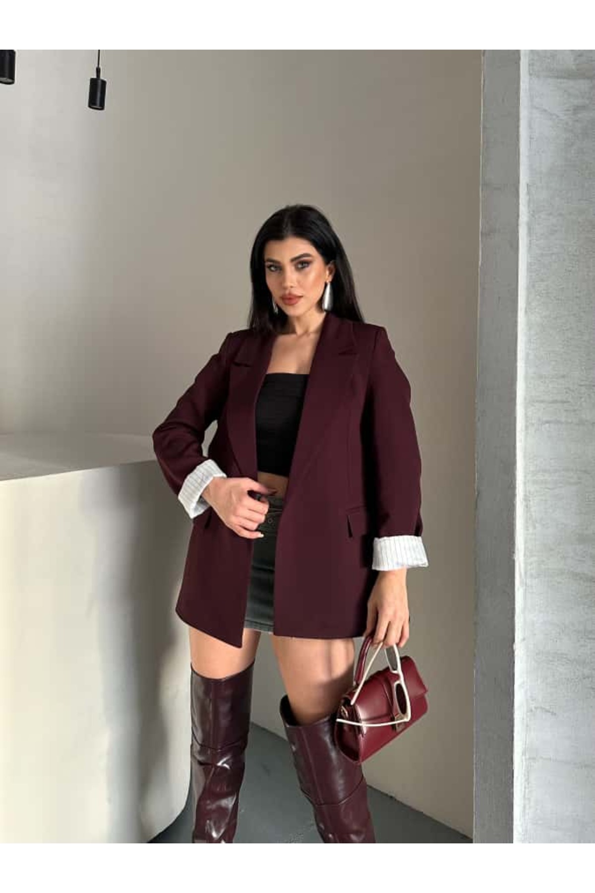 MYGİYİMİSTANBUL  blazer ceket ( çizgili astar) - Görsel 3