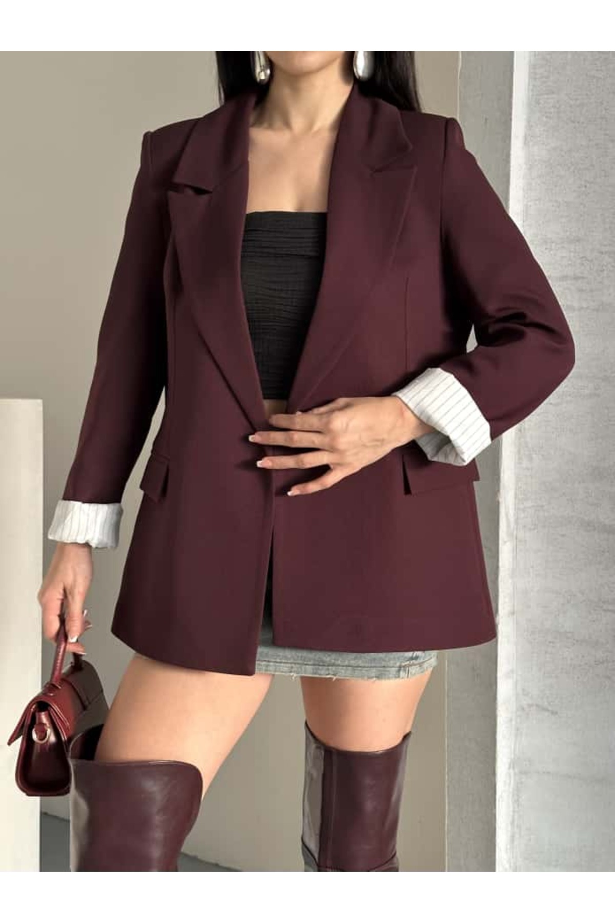 MYGİYİMİSTANBUL  blazer ceket ( çizgili astar) - Görsel 2