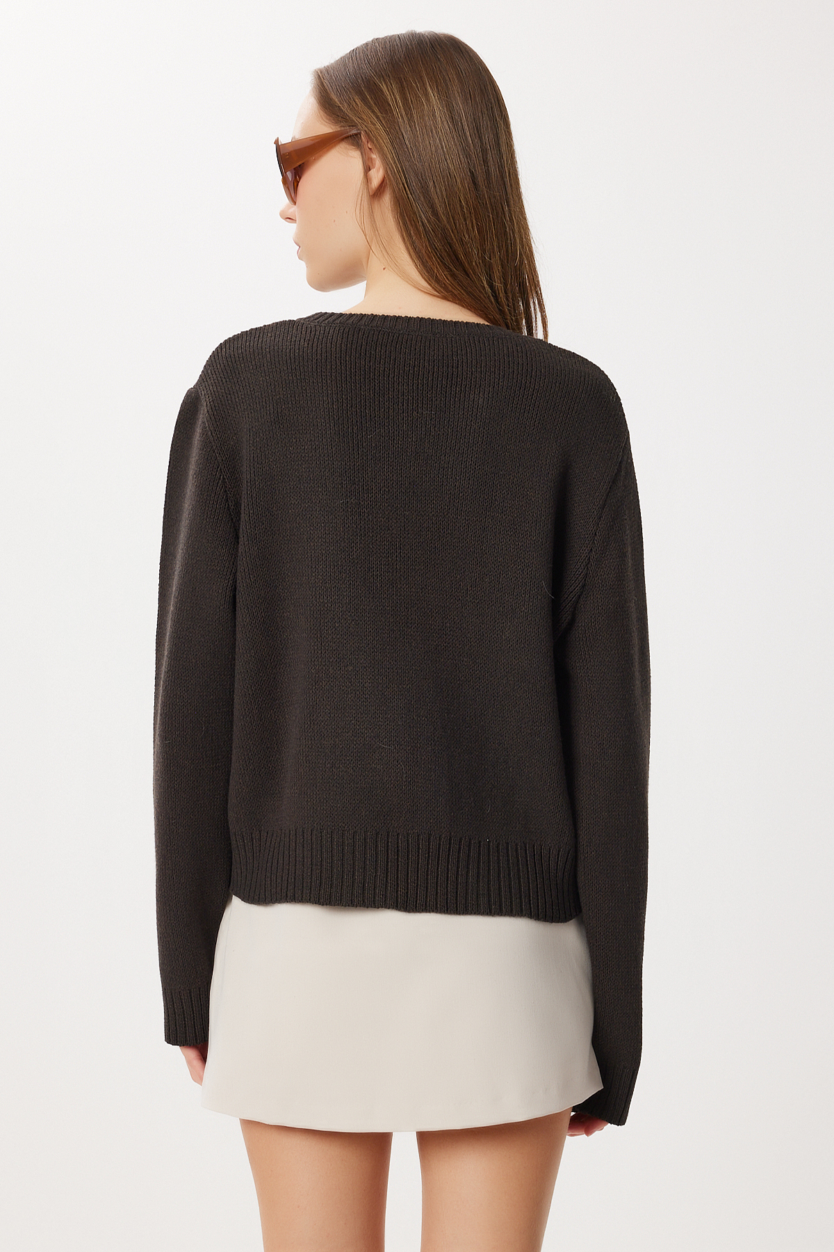 Lovelyİstanbul  Düğmeli Basic Triko Hırka LXA0020 ACI KAHVE - Görsel 5