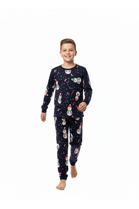 CQCQ Erkek Çocuk Pamuklu Pijama Takımı – Kış Desenli Yumuşak Kumaş %100 Pamuk