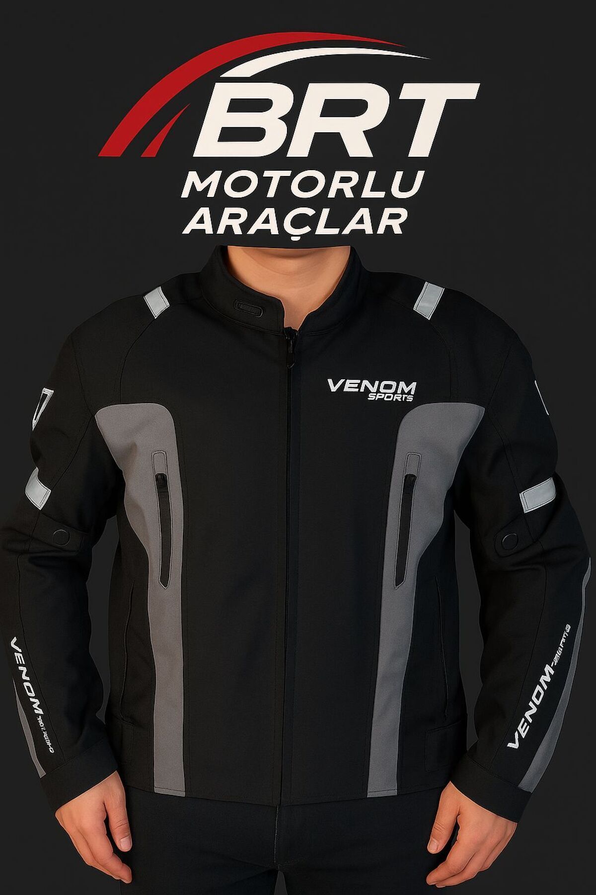 VENOM Air Racing Mat Siyah Motorcu Montu – Koruma Pedli, Nefes Alabilir Motosiklet Ceket