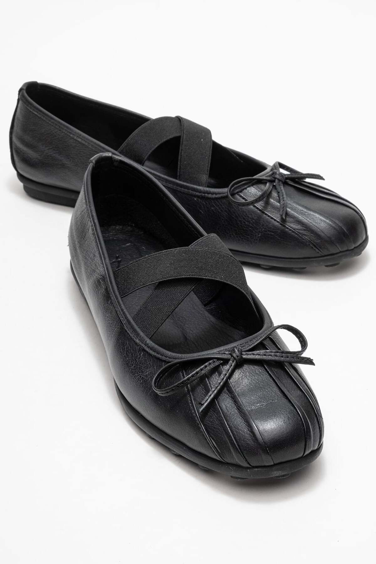 Polenia Women's Genuine Leather Flats Black Color-Match Leather Lining