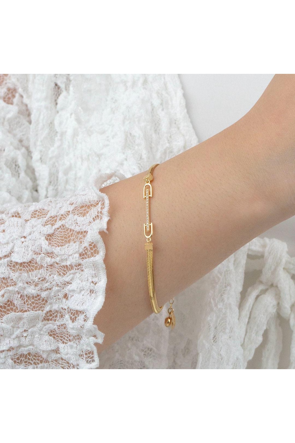 Gl8k Balıksırtı Şerit Taşlı Bileklik