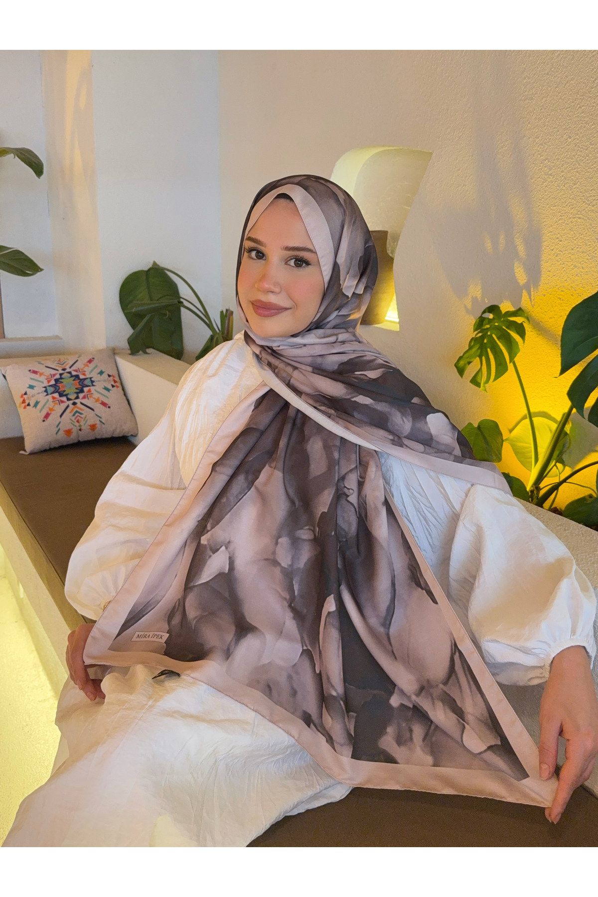 Mira İpek  Desenli Pamuk Soft Şal Cesur Serisi ps162 - Görsel 5